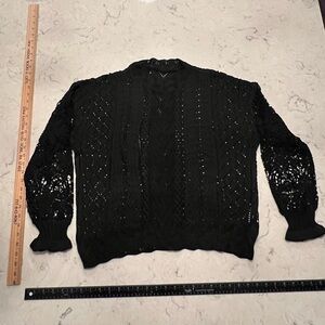 Chic Black Crochet Knit Sweater - Boho Vibes